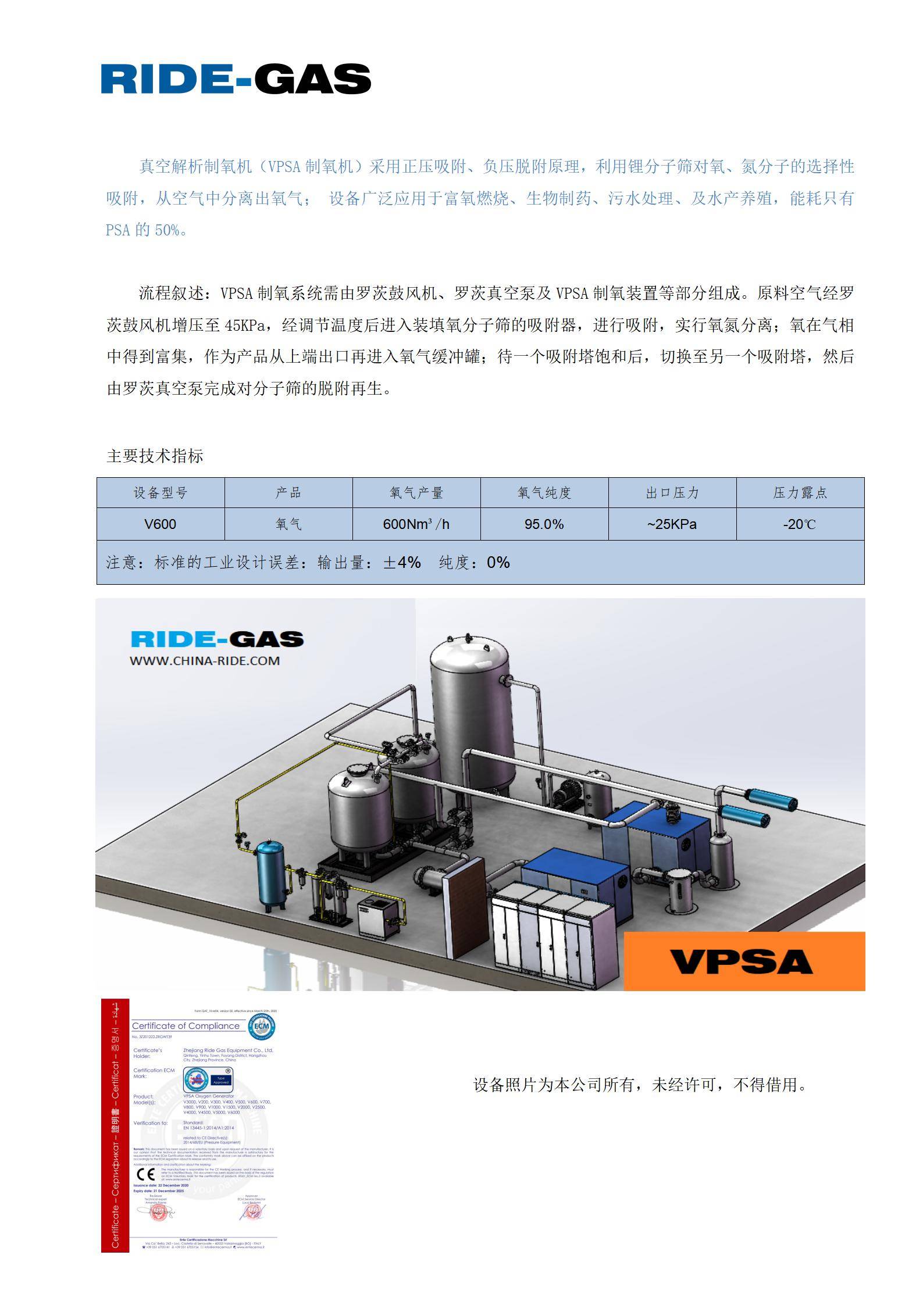 600立方VPSA制氧机