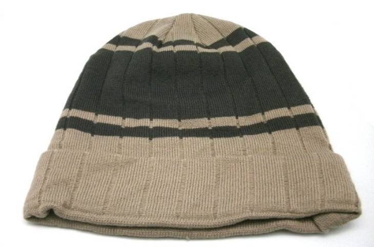 秋冬圆顶针织帽加厚条纹 平顶帽 加绒包头帽