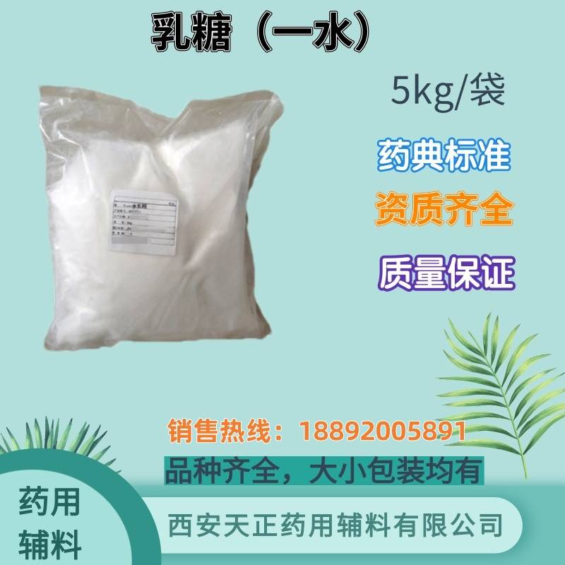 药用辅料一水乳糖医药级乳糖粉200目原厂5kg一袋药典标准2020版CDE备案登记a 25kg
