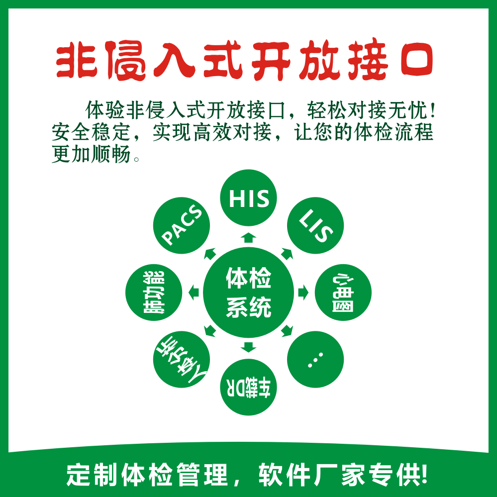 金玺业职业病软件接口：全面支持HIS/LIS/PACS等系统对接，无缝接驳网报平台，费用透明先享后付