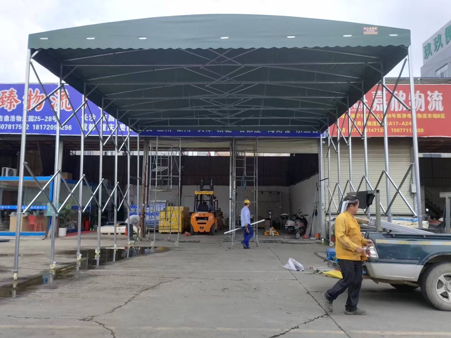 南宁户外夜宵篷推拉雨棚伸缩遮阳帐篷烧烤移动棚大排档摆摊防雨电动篷