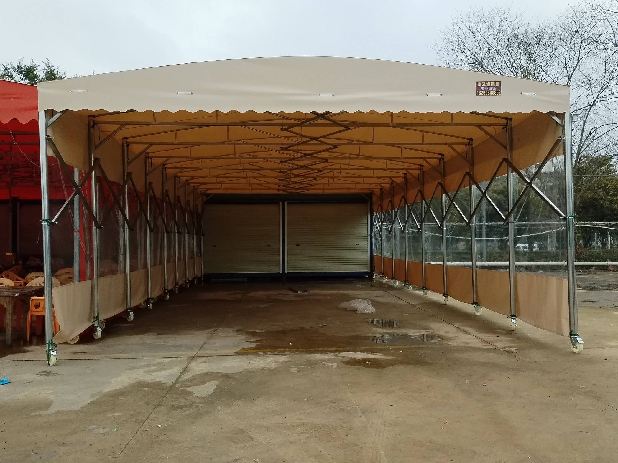 南宁定制大型移动推拉雨棚户外防雨仓库伸缩帐篷摆摊停车棚遮阳雨篷