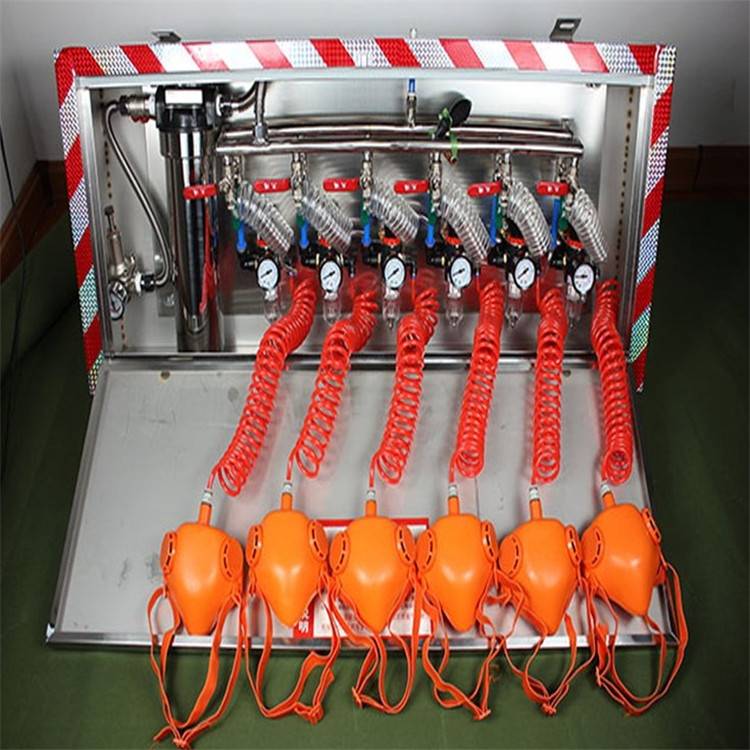 矿井用的六人组自救装置 一排整齐呼吸接口 间距刚刚好