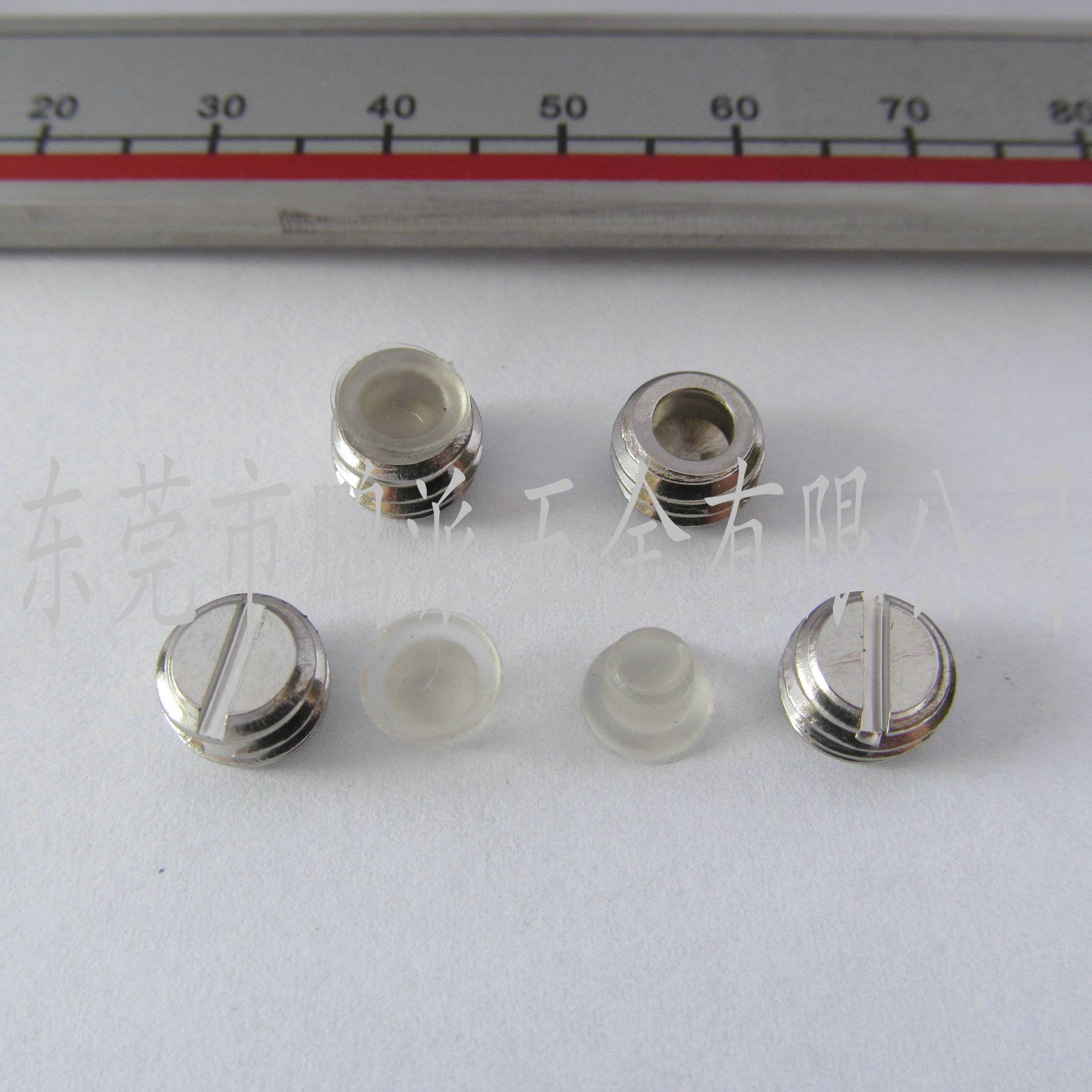 不锈钢304玻璃夹螺钉一字槽胶头紧定带孔螺丝M8*8