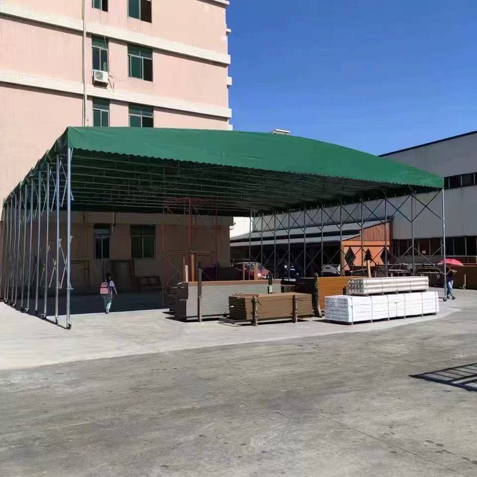 定制移动推拉雨棚户外大型伸缩厂房仓库防雨蓬停车帐篷收缩遮阳棚