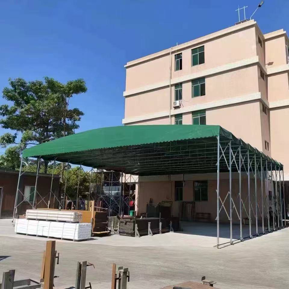 南宁移动式推拉雨棚遮雨活动伞可移动棚伸缩防违建帐篷户外遮阳蓬