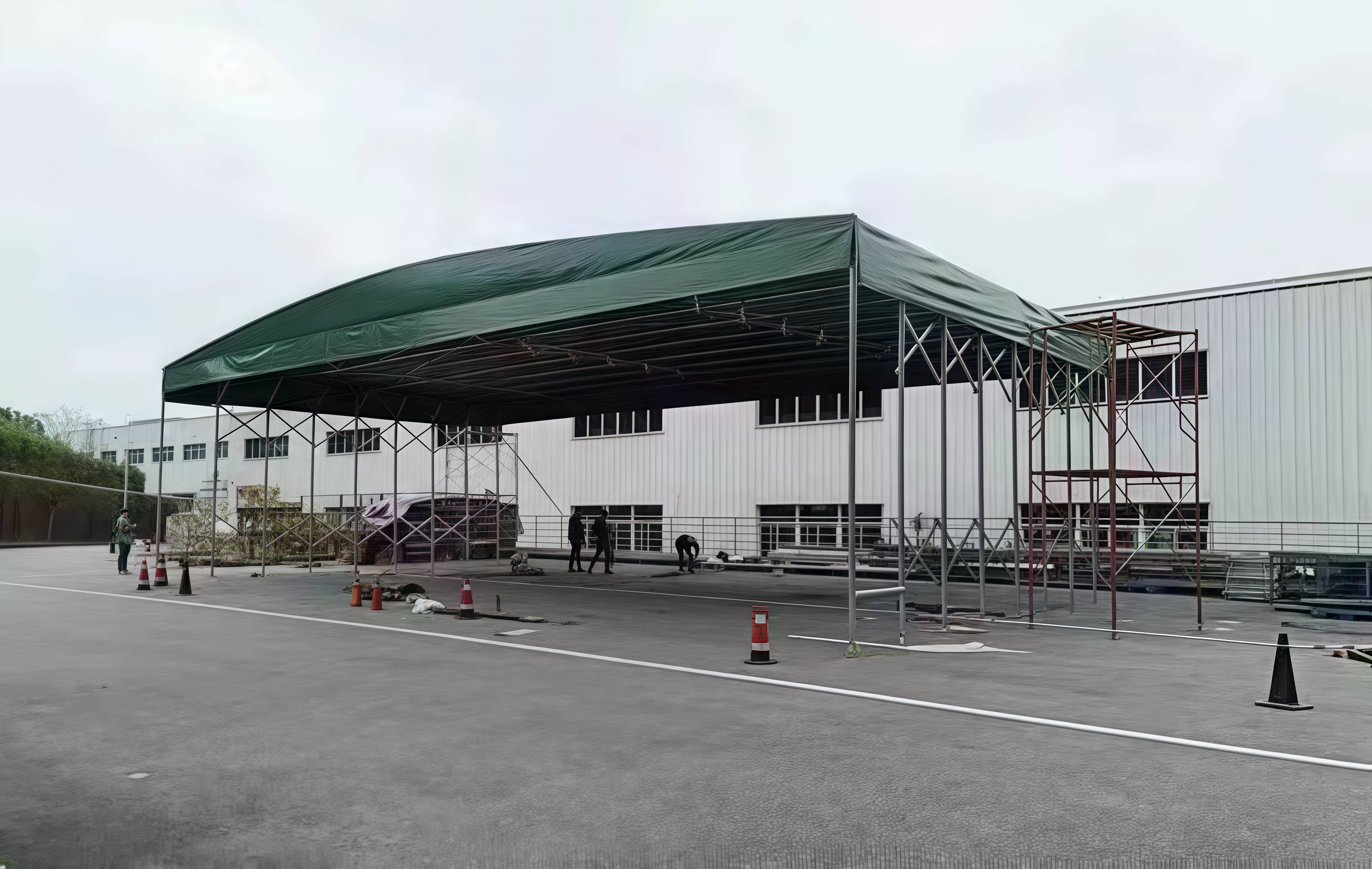南宁定制户外移动推拉雨棚遮阳厂房仓库棚防水伸缩式车棚排档帐篷
