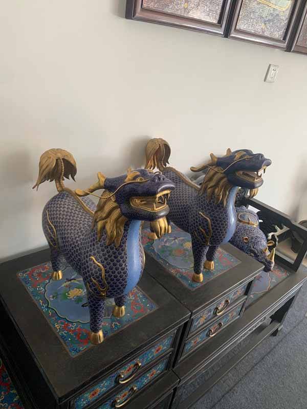 景泰蓝铜胎掐丝珐琅工艺品纯手工制作 紫铜胎工艺北京景泰蓝工艺品 景泰蓝花瓶 摆件 神兽