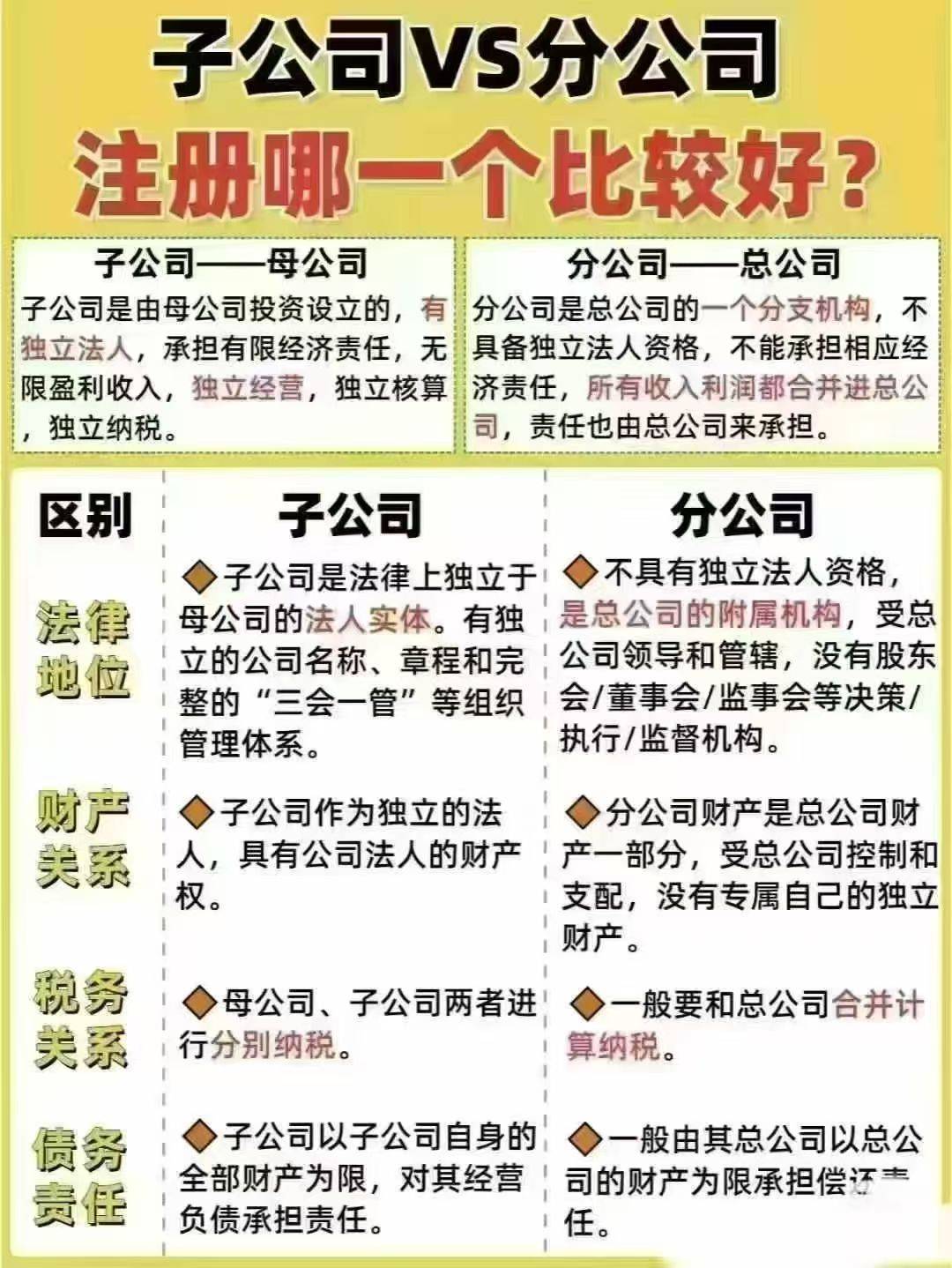 子公司与分公司