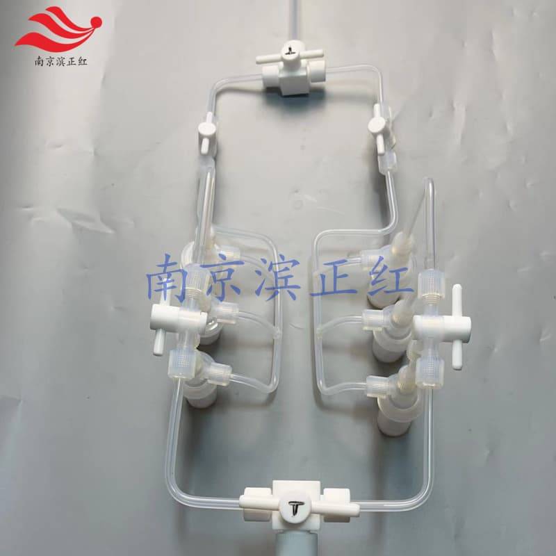 半导体用PFA氮气吹扫装置耐腐蚀PFA吹扫瓶可定制4位6位PFA气体反应瓶