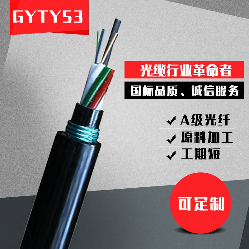 直地埋光缆4/8/12/16/48/96芯单模室外防潮GYTY53-24b1.3铠装光纤