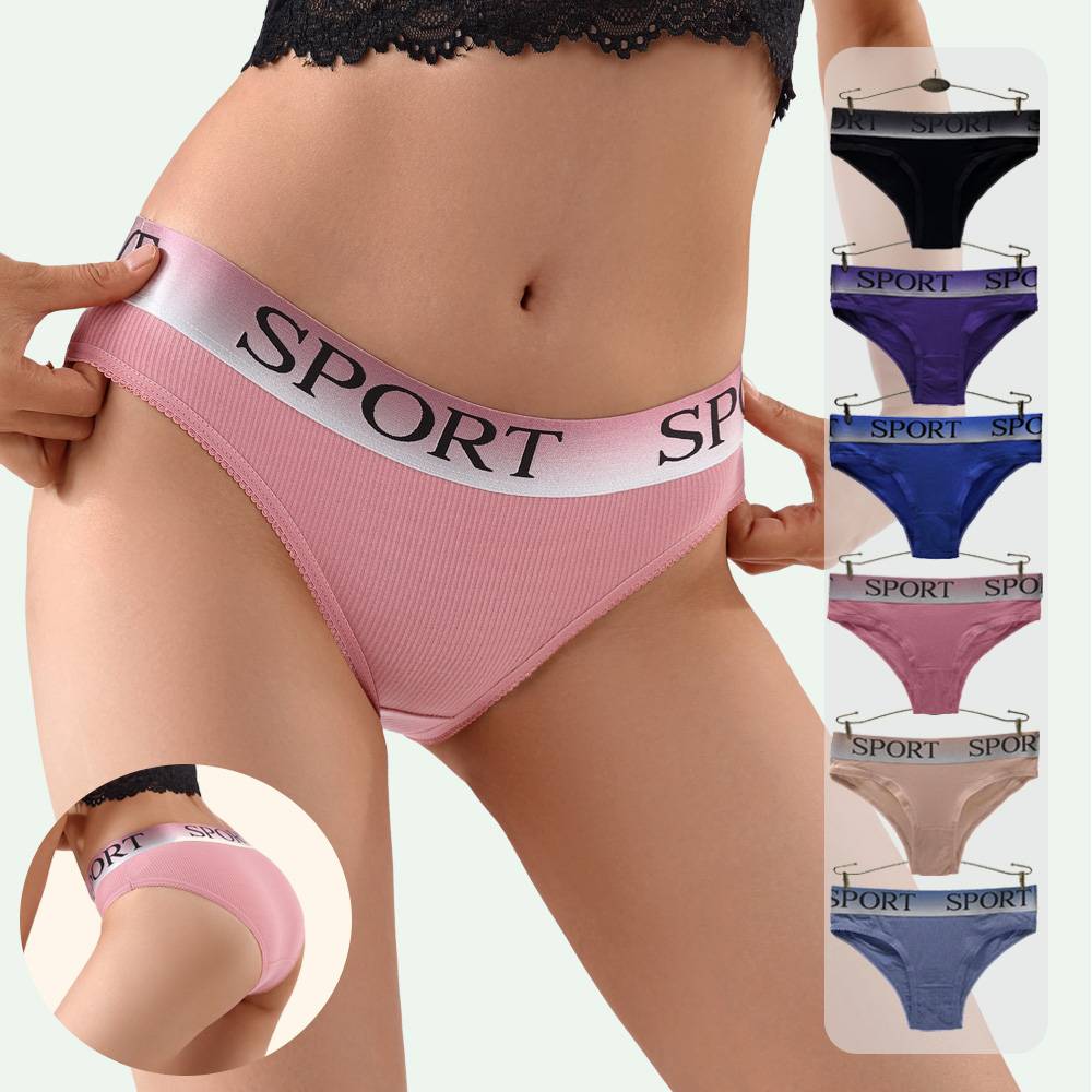 跨境外贸高弹力渐变腰带女士三角裤 舒适透气纯色性感女士内裤