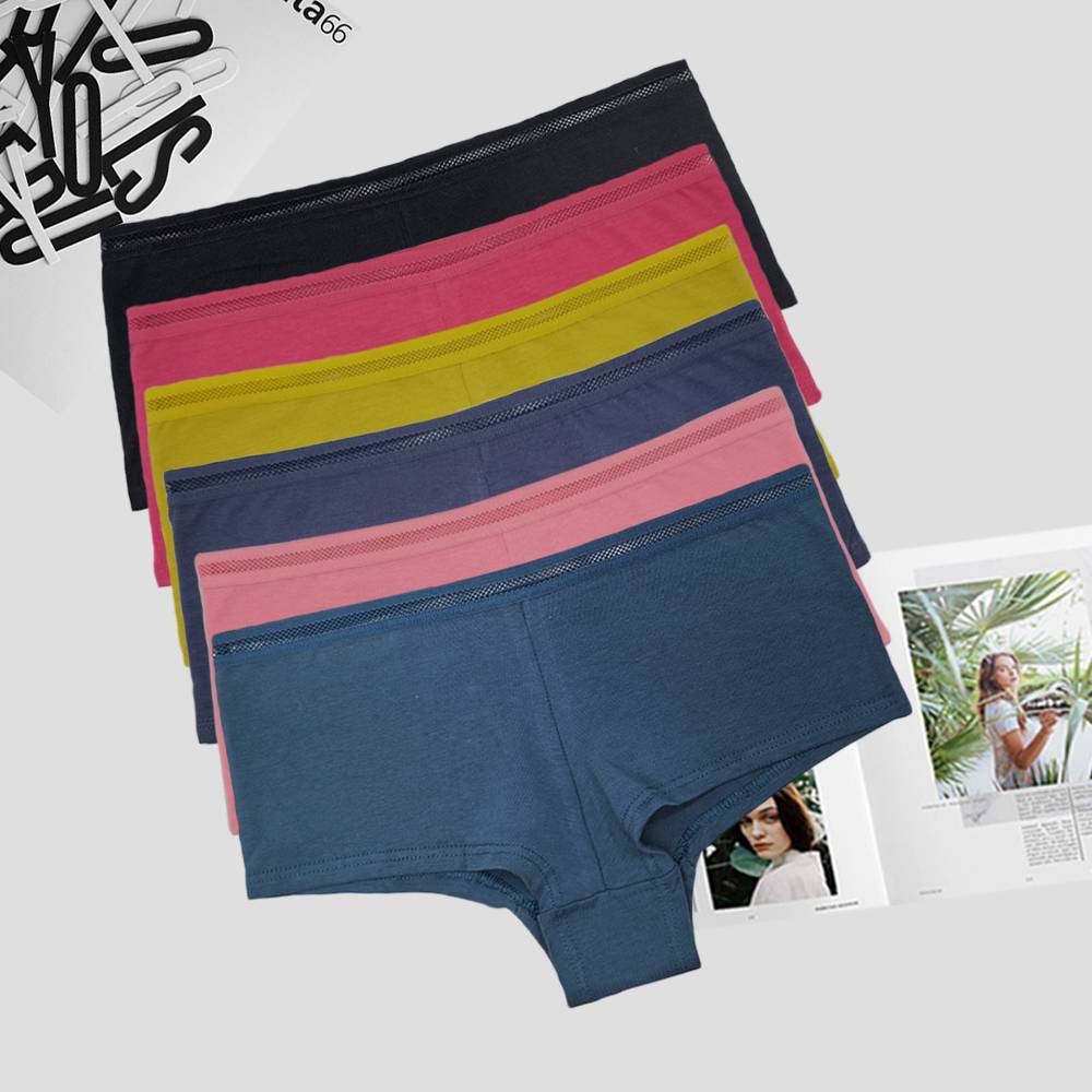 出口跨境欧美现货批发女士内裤 棉裆纯色女士防走光平角内裤裤