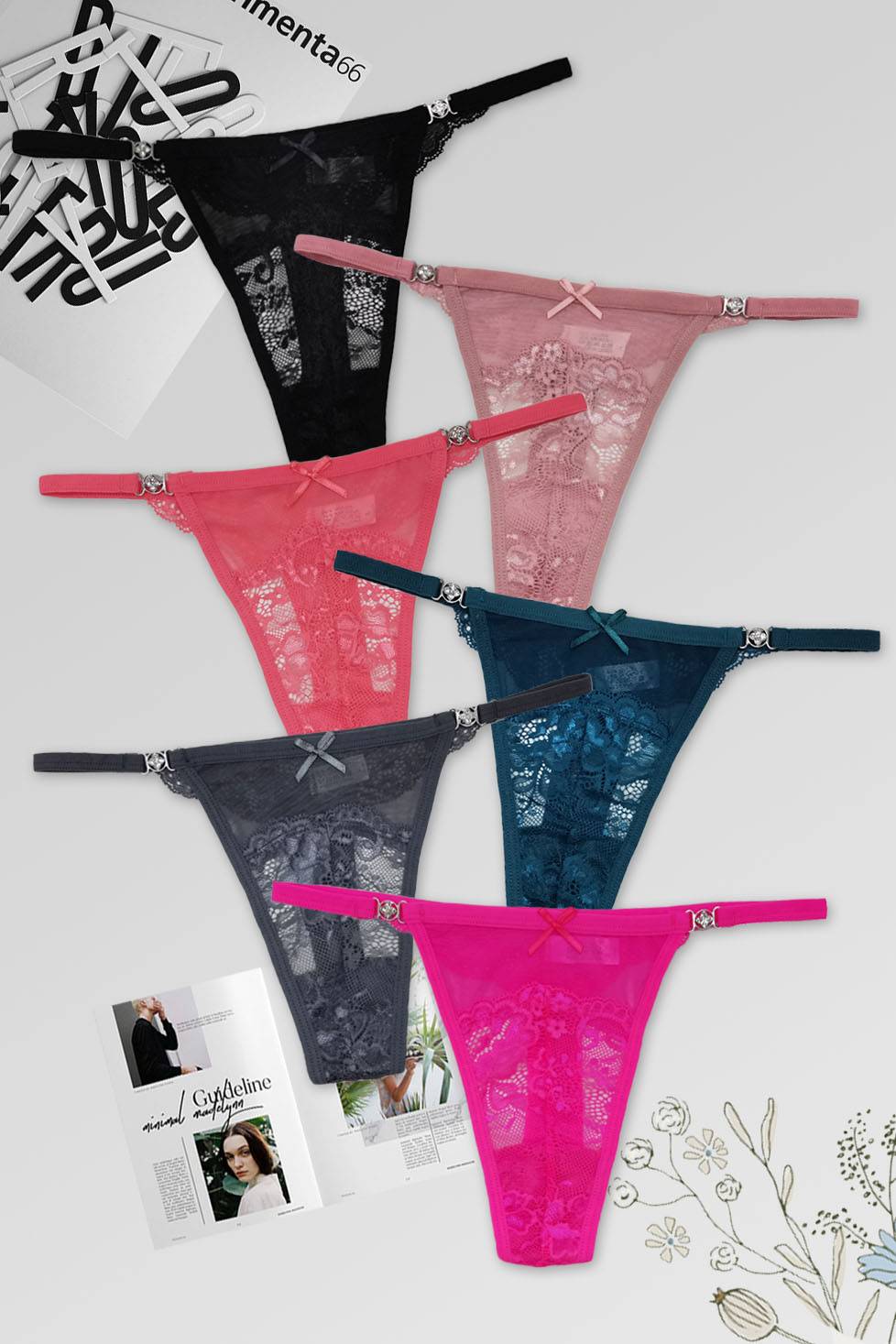 欧美时尚性感一根带铁环设计情趣蕾丝女式丁字裤 厂家外贸内裤女