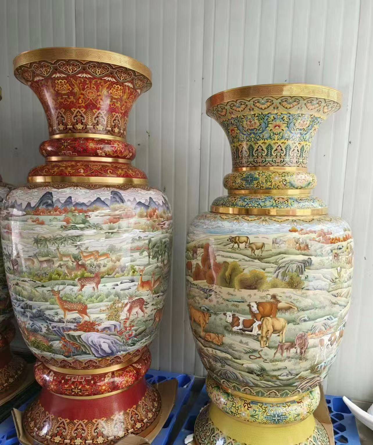 景泰蓝花瓶摆件 紫铜胎高温烧制而成 景泰蓝工艺品