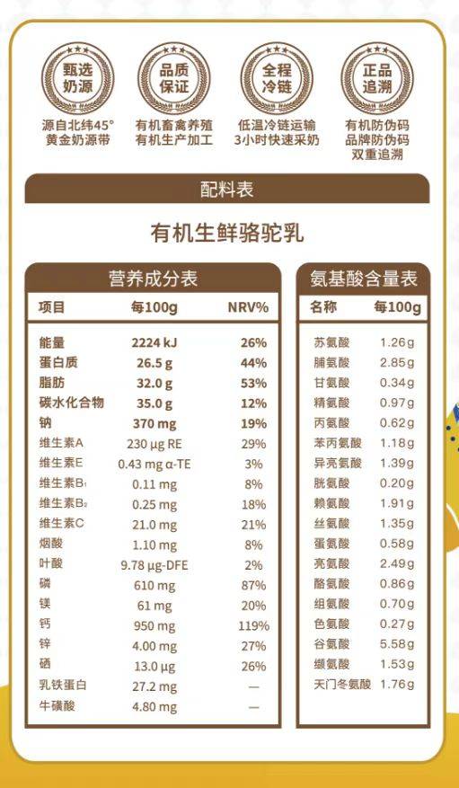 驼友福双有机纯驼乳粉