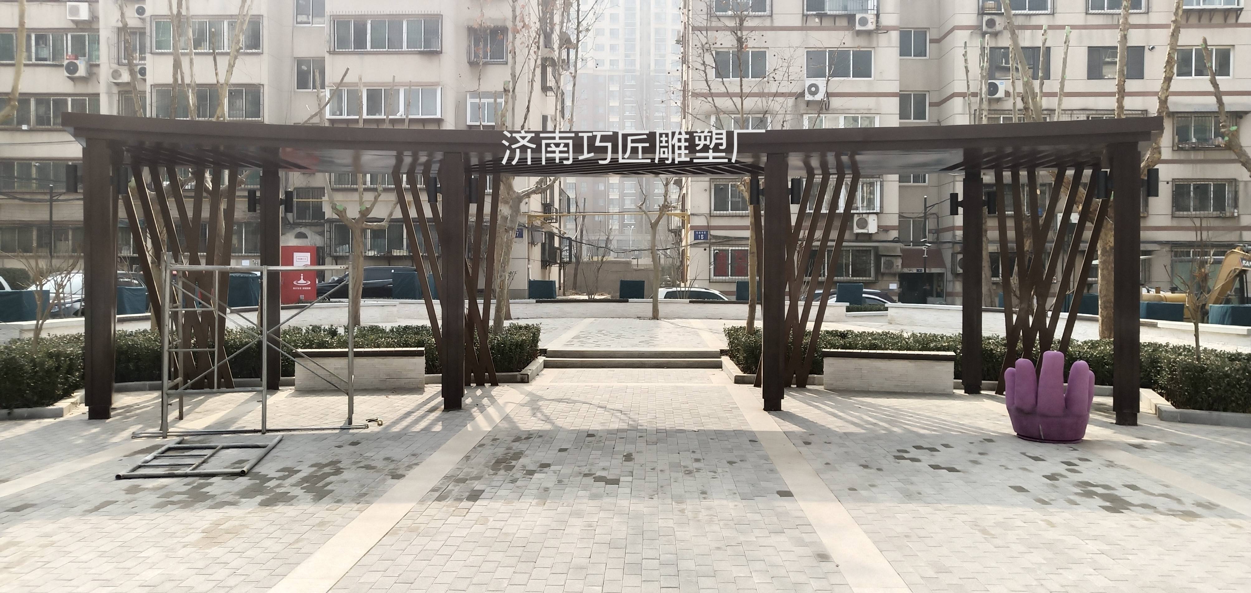 大型不锈钢廊架雕塑园林景观