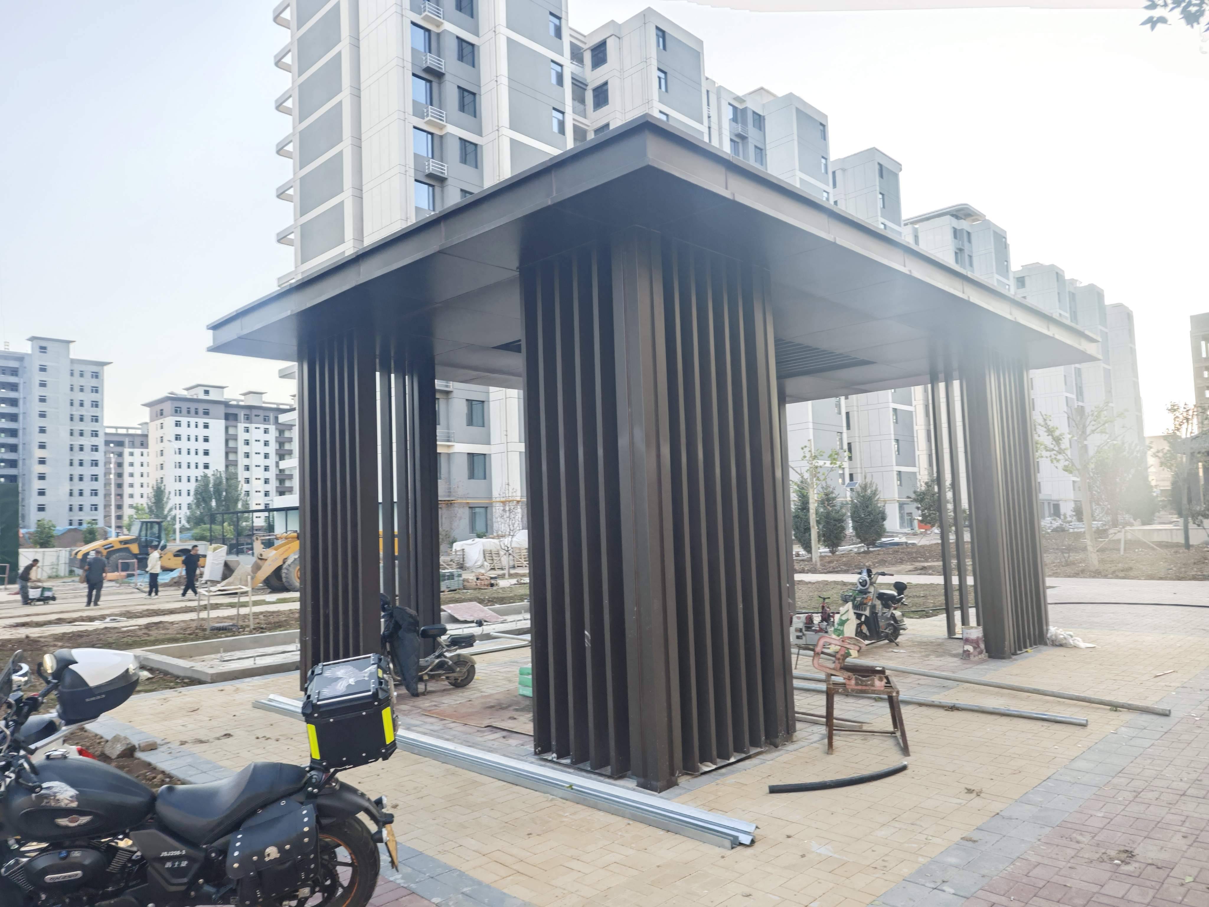 厂家加工不锈钢景观廊架雕塑