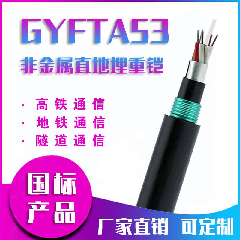 GYFTA53-24B1.3地埋双铠双护纤4/8/12/48/96芯非金属重铠直埋光缆