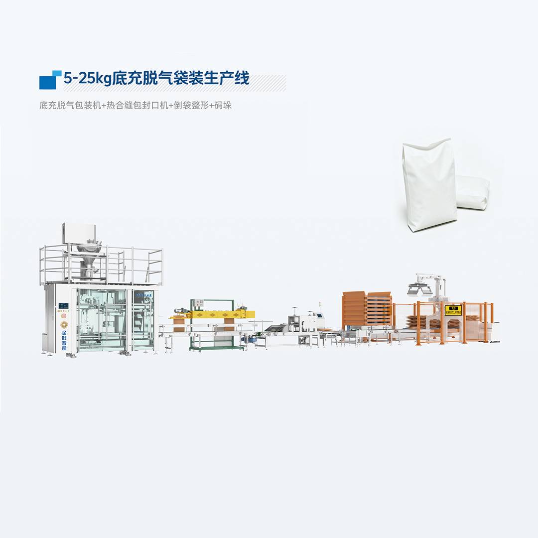 金旺智能 食品原料粉体大袋包装生产线 淀粉糊精5-25kg底充散气自动包装机